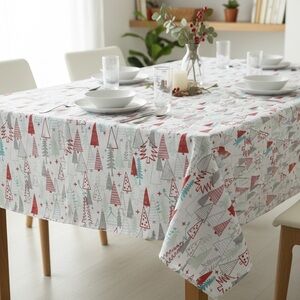 Festive Tablecloth - Red and Gray